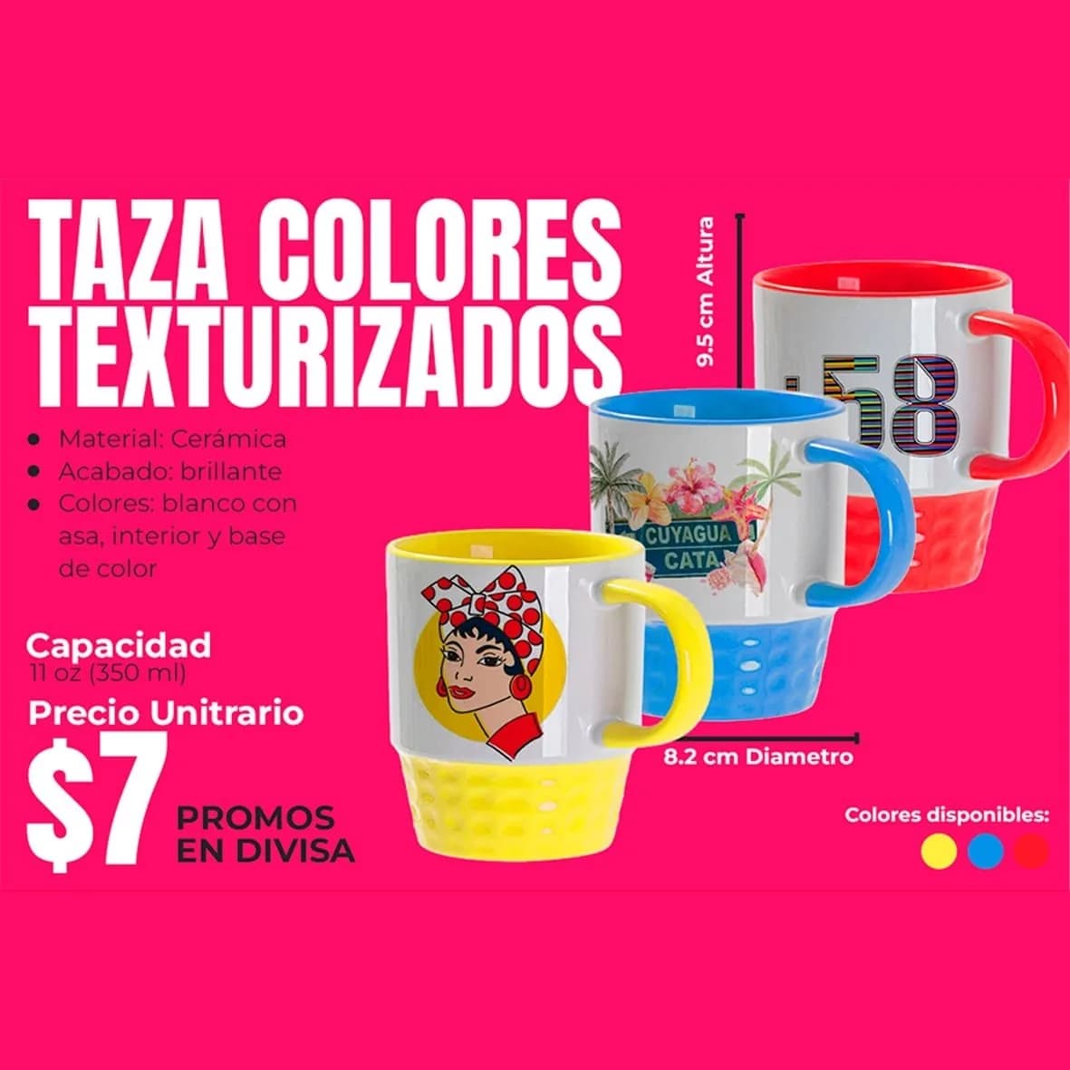 Taza texturizada de colores