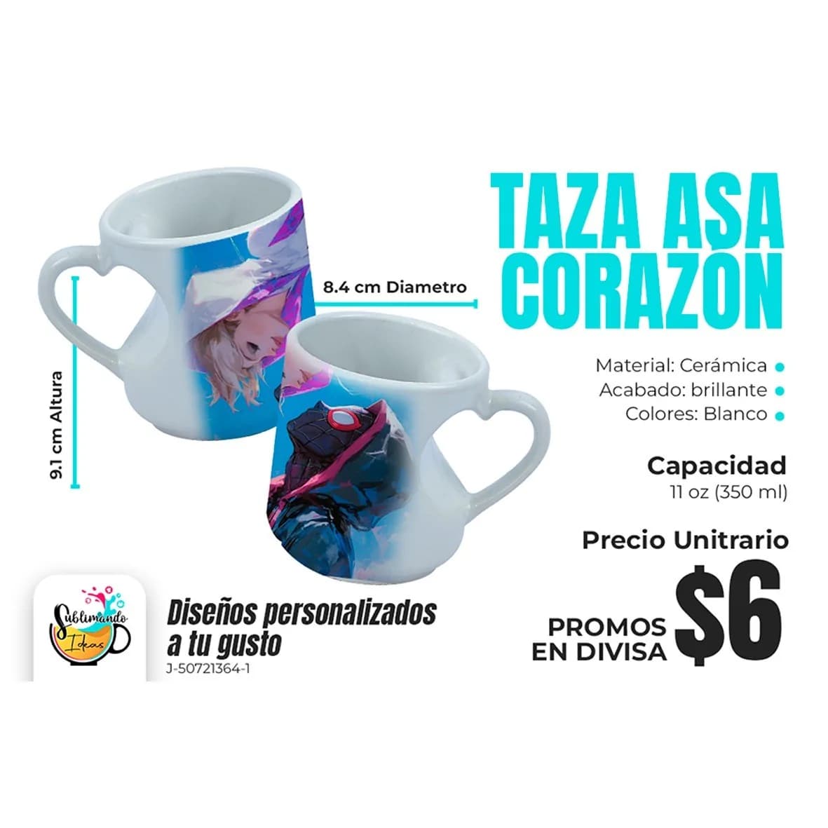 Taza asa de corazón