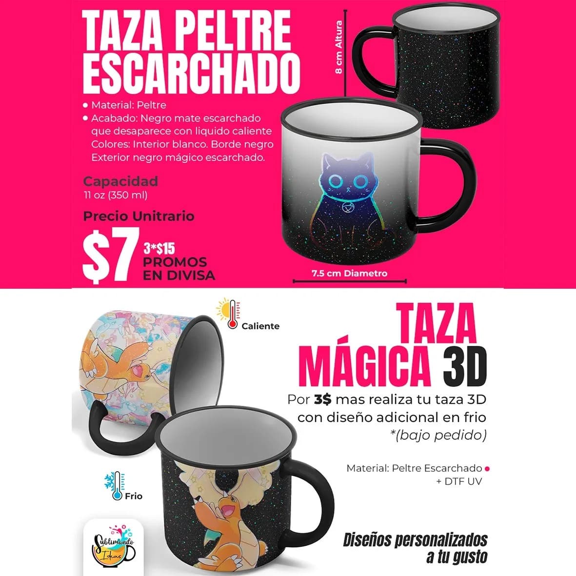 Taza Mágica Escarchada de Peltre