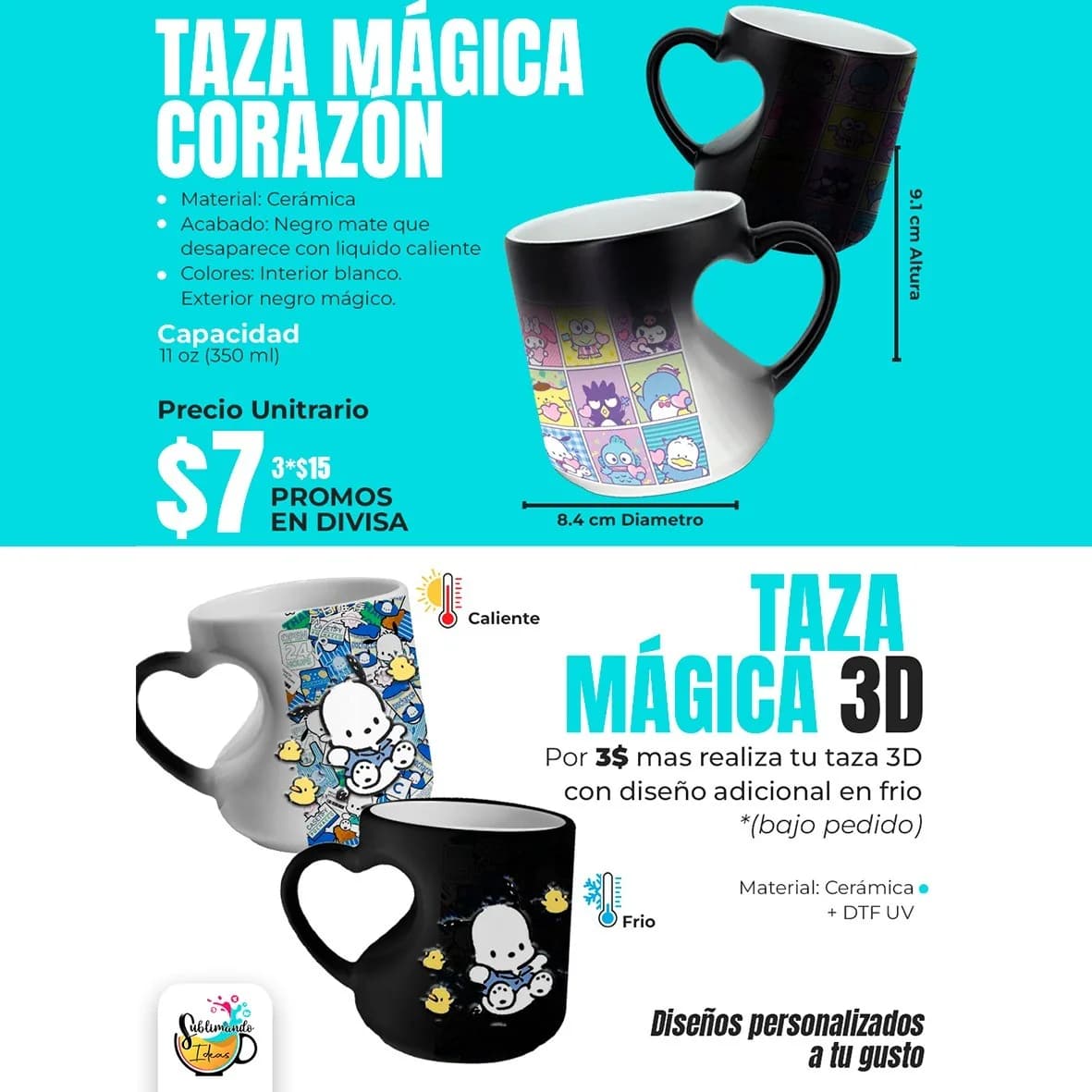 taza mágica de corazón