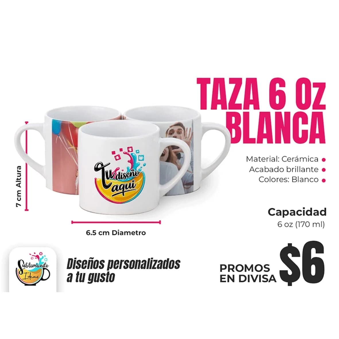 taza de 6 oz