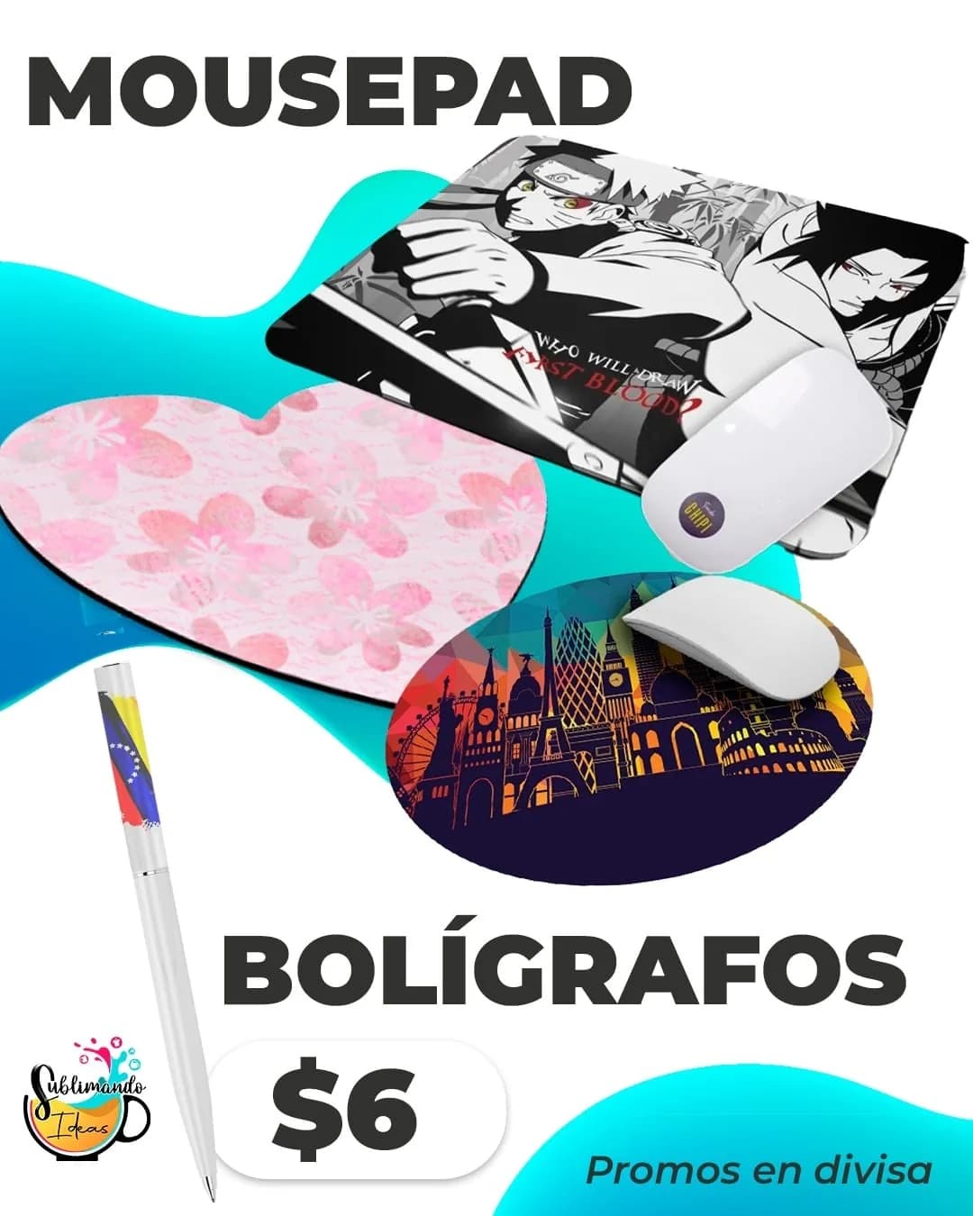 Mouse pad y Bolígrafos