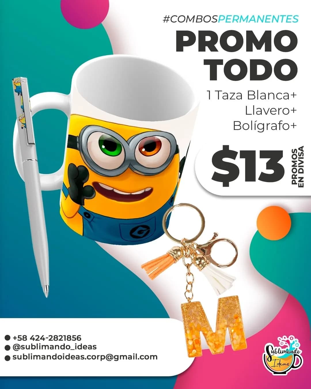 Taza blanca 11oz + Llavero + Bolígrafo