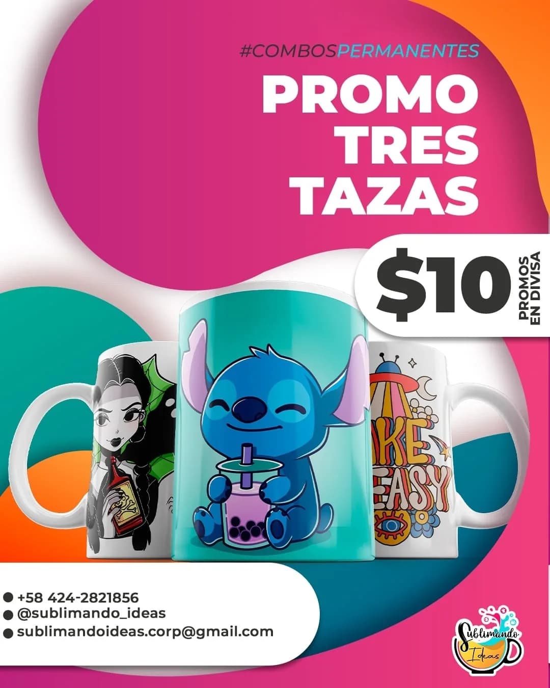 Tres tazas blancas 11 oz